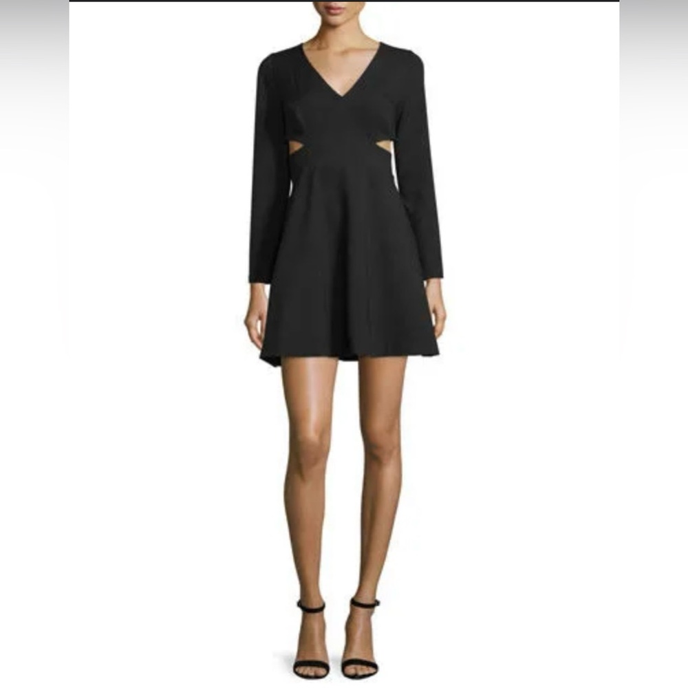 Halston Heritage Black Long Sleeve Mini Dress Size 12  NEW